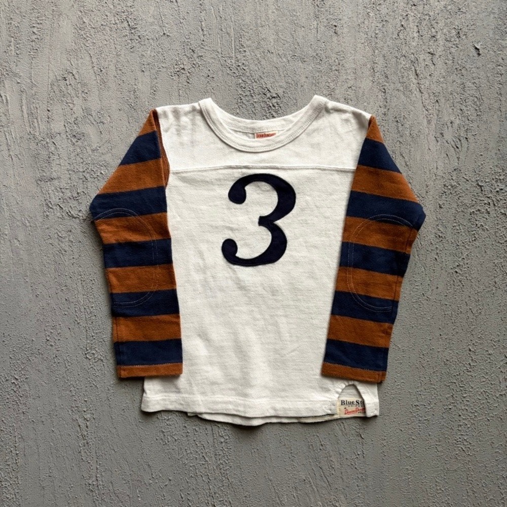 Denim Dungaree Long Sleeve Shirt Small 110CM White Japan Baby Tee